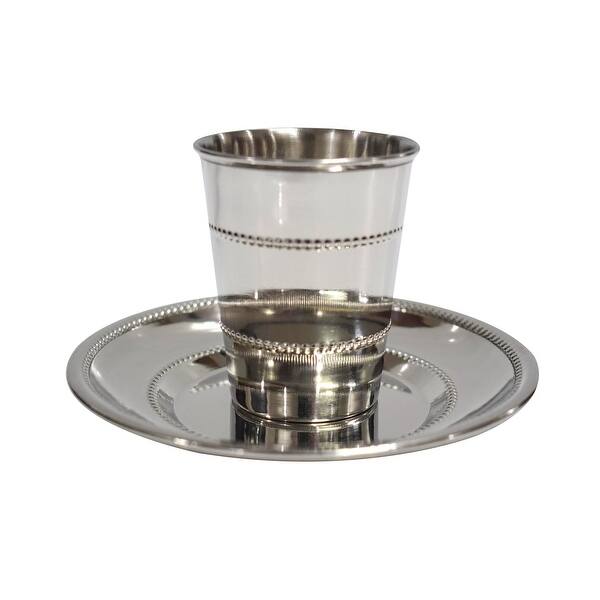 Kiddush Cup Set Stainless Steel Dotted 3" Holds 5 oz (12 per Case